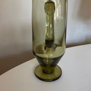 Vase in lime green blown glass modernist 1950