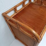 Vintage cane rattan and wood sideboard