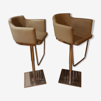 Lot de 2 chaises bistrot en cuir marque Ozzio design S540 Gerry