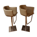 Lot de 2 chaises bistrot en cuir marque Ozzio design S540 Gerry