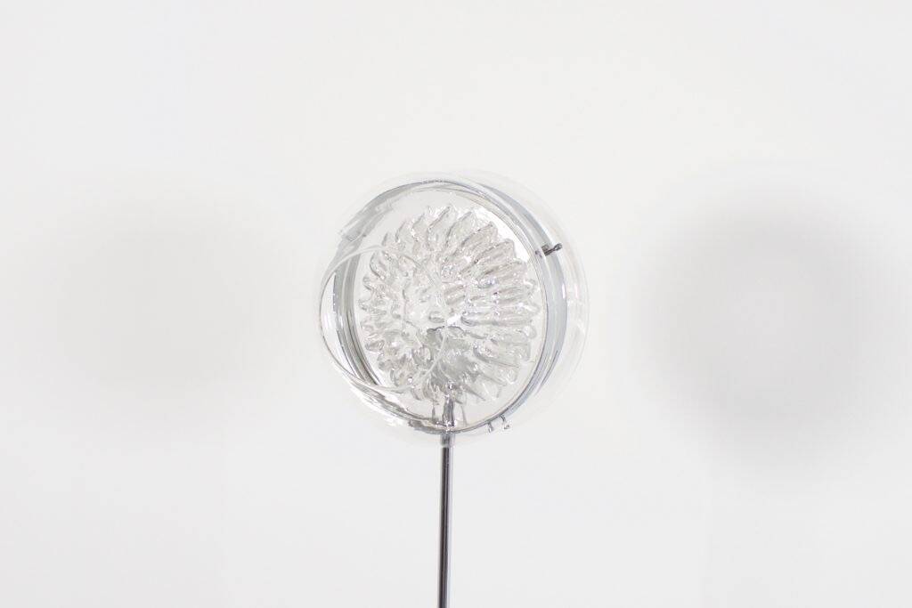 Vintage Italian ‘Eye’ Floor Lamp, Chrome, Murano Glass and Marble, 1970s