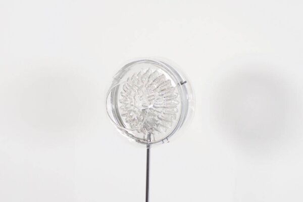 Lampadaire vintage italien ''eye'' en chrome, verre de Murano et marbre, 1970s