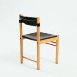 Ibisco hideleather beech stick chairs, Italy 1970, set of 2