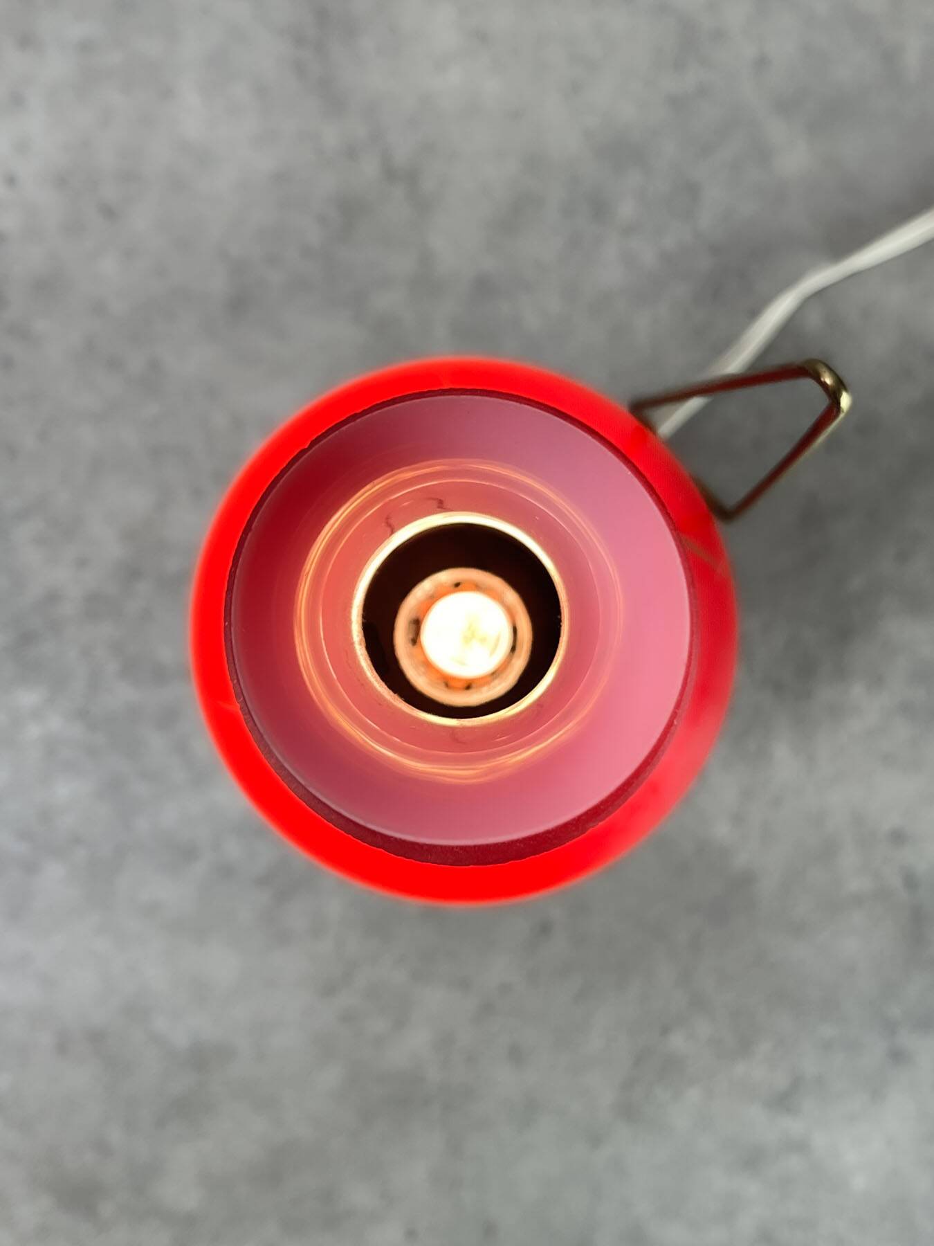 Mid-century Italian Red Glass and Brass Table / Wall Lamp
