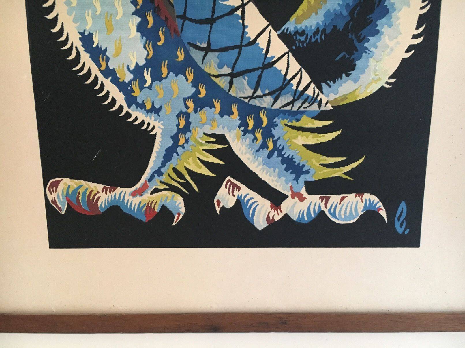 Print depicting a rooster. French work signed by Jean Lurçat. Around 1970.