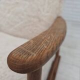 1970s, Danish rocking chair, reupholstered in quality genuine sheepskin.
