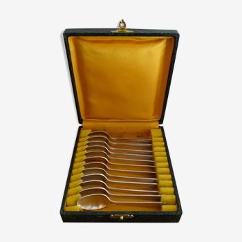 12 cuillères à café Ravinet denfer métal argenté Art Deco 10 cm