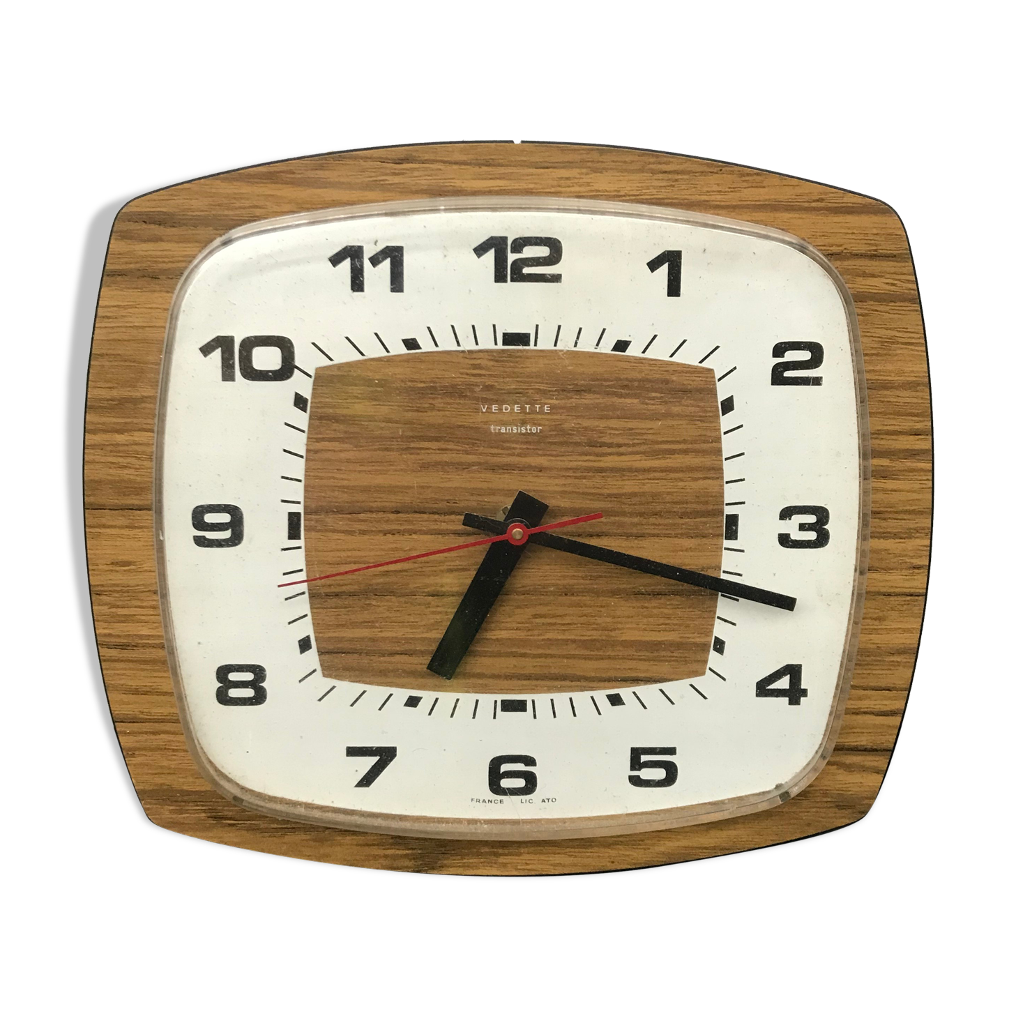 Old clock pendule Vedette formica plastic 70s vintage