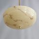 Art Deco Pendant Lamp, Beige Marble, Brass Suspension - 1930s