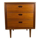 Small teak chest of drawers with three drawers, Denmark 1960.