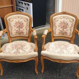 Pair of Louis xv convertible armchairs