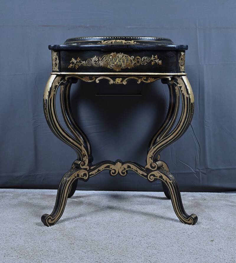 Painted wooden work table, Napoleon III period – mid 19th century