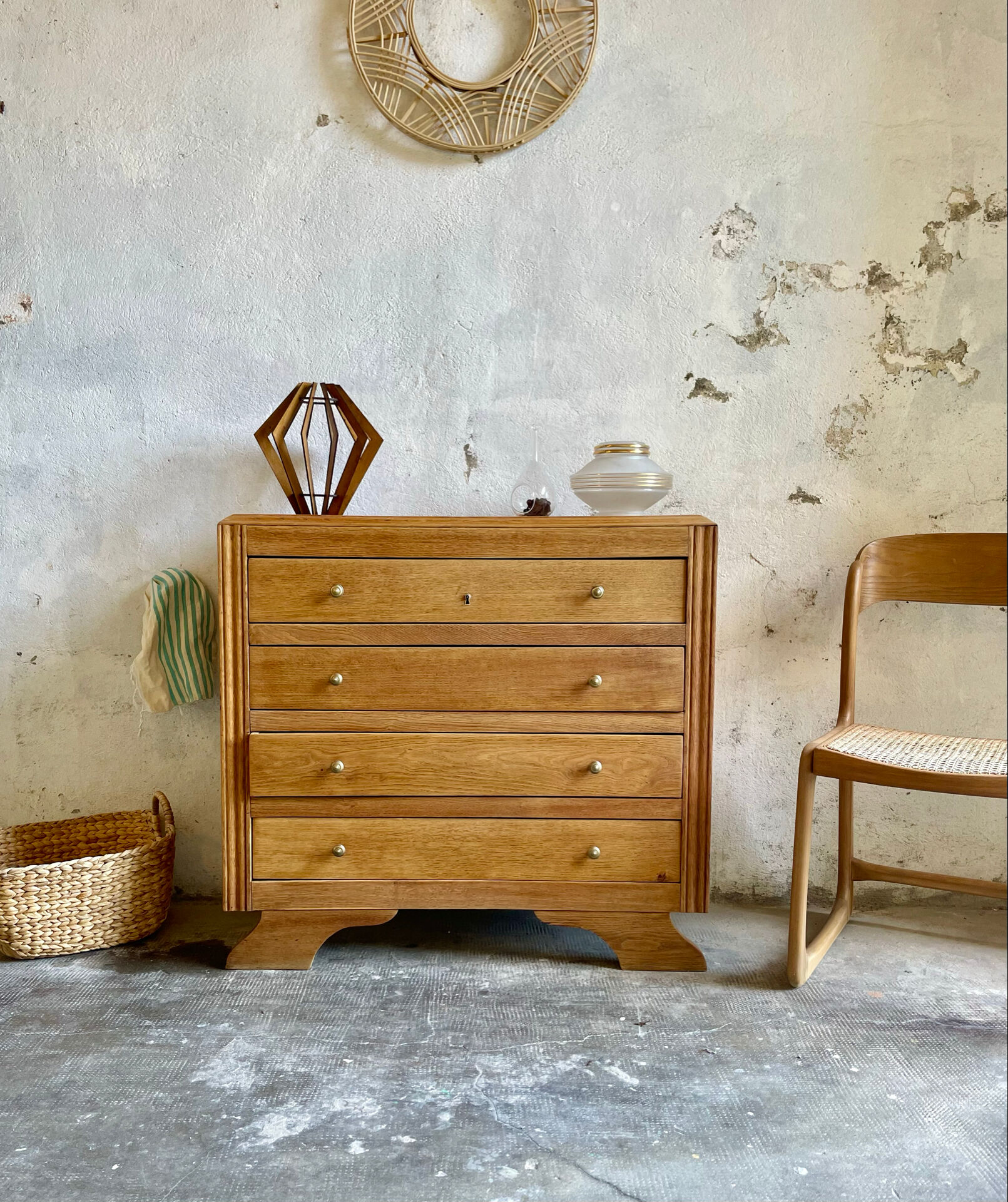 Commode vintage bois - années 50/60 – 4 tiroirs