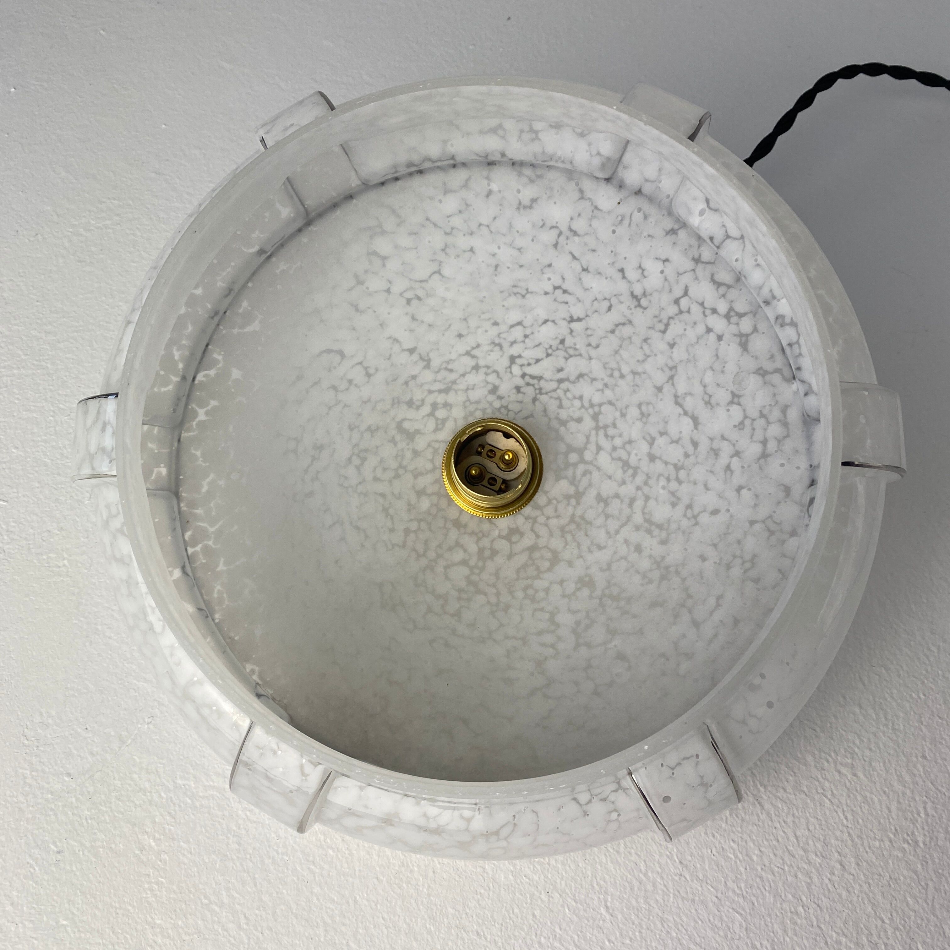 Pair of glass pendant lamps from clichy