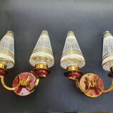 Pair of vintage gold wall sconces France Pierre Gilles Art Deco