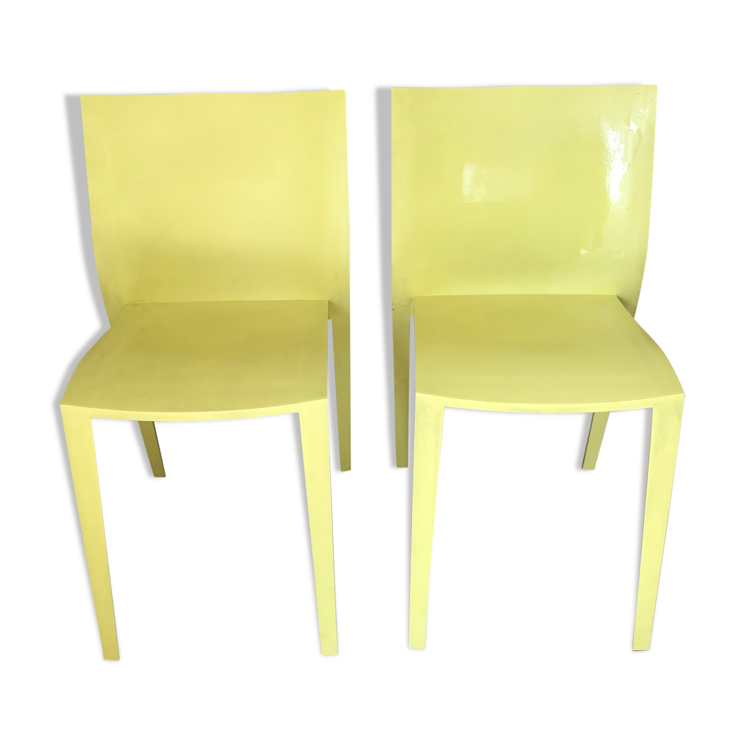 Paire de chaises de Philippe Starck  slick slick jaune