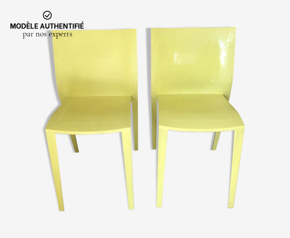 Paire de chaises de Philippe Starck slick slick jaune | Selency