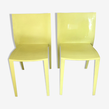 Paire de chaises de Philippe Starck  slick slick jaune