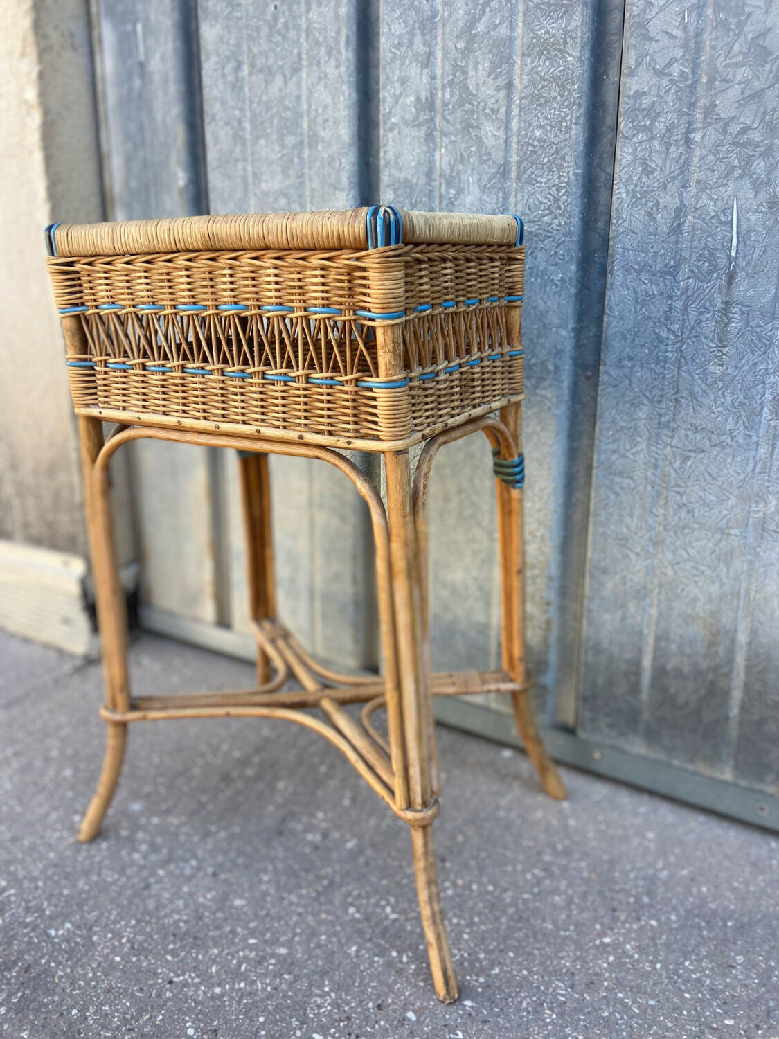 Vintage rattan storage unit