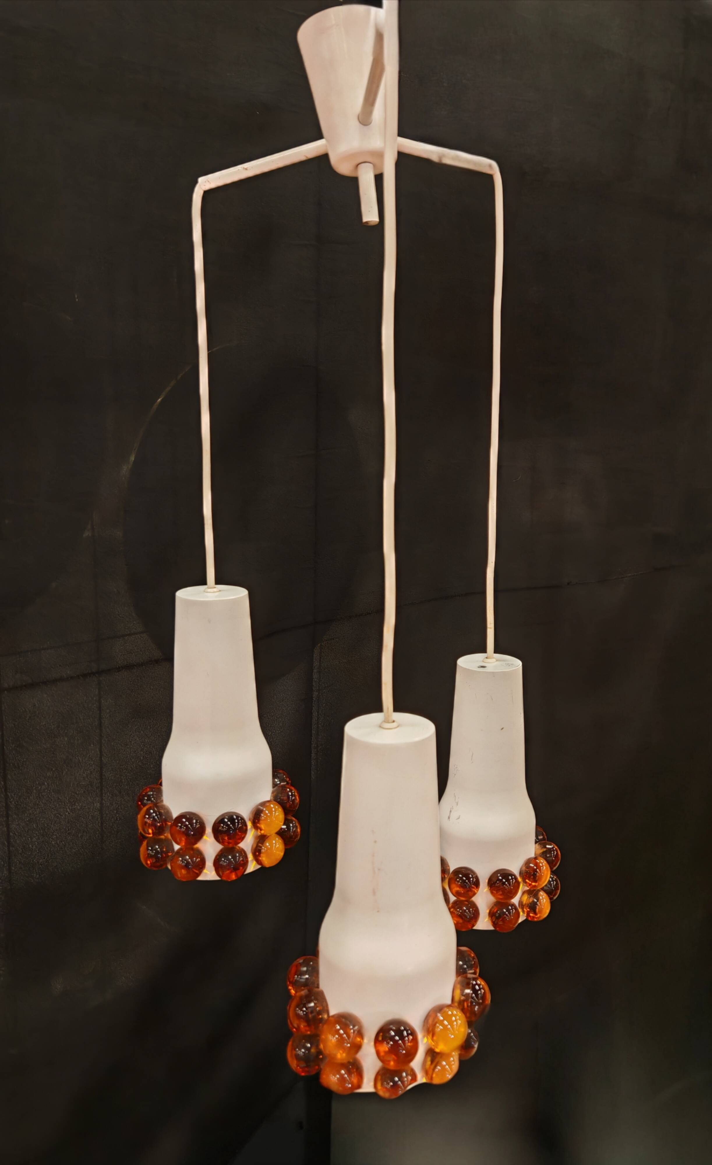 Metal and murano glass pendant light