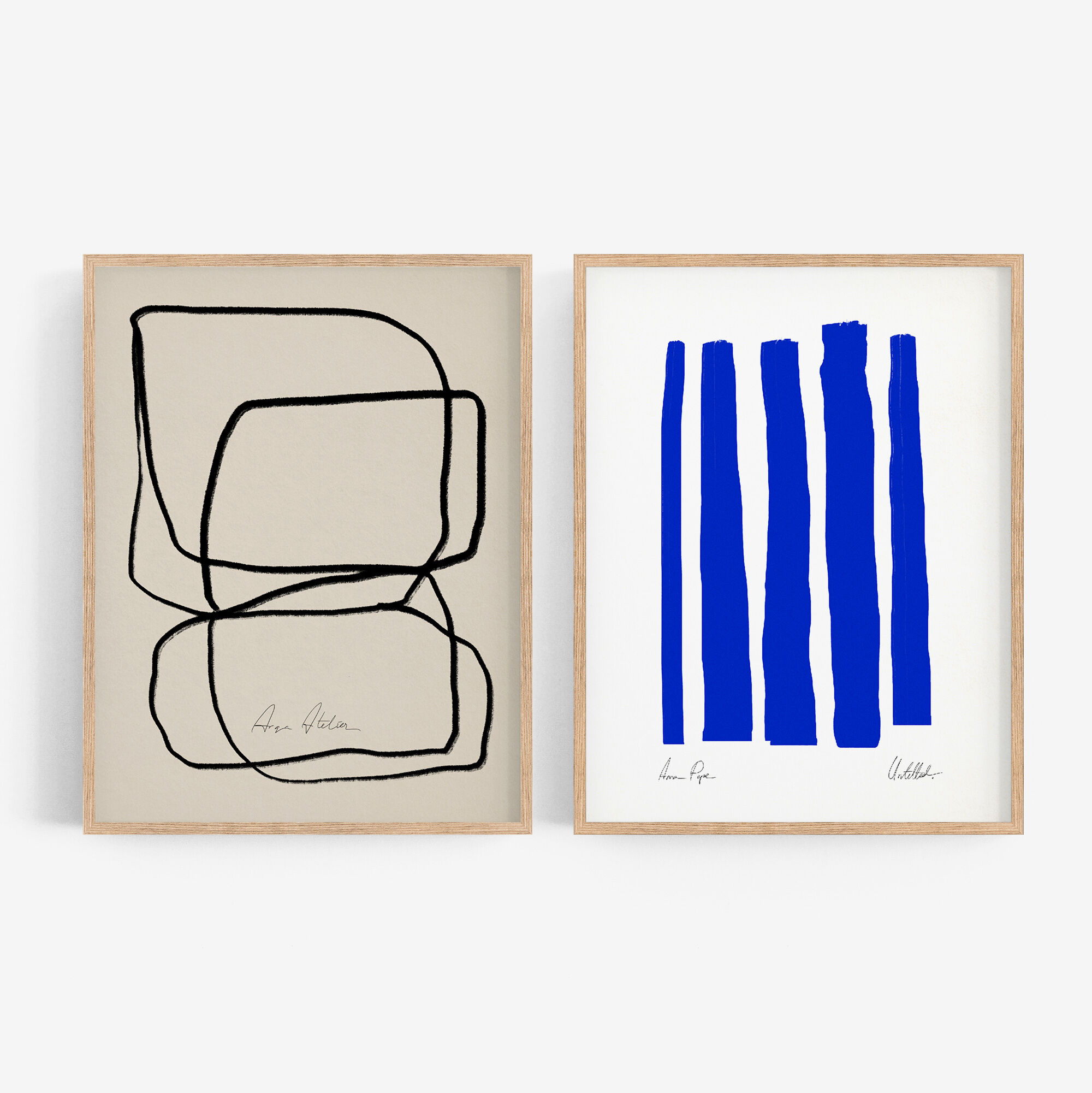 Pair of giclee prints, abstract wall art set of two, 50x70cm