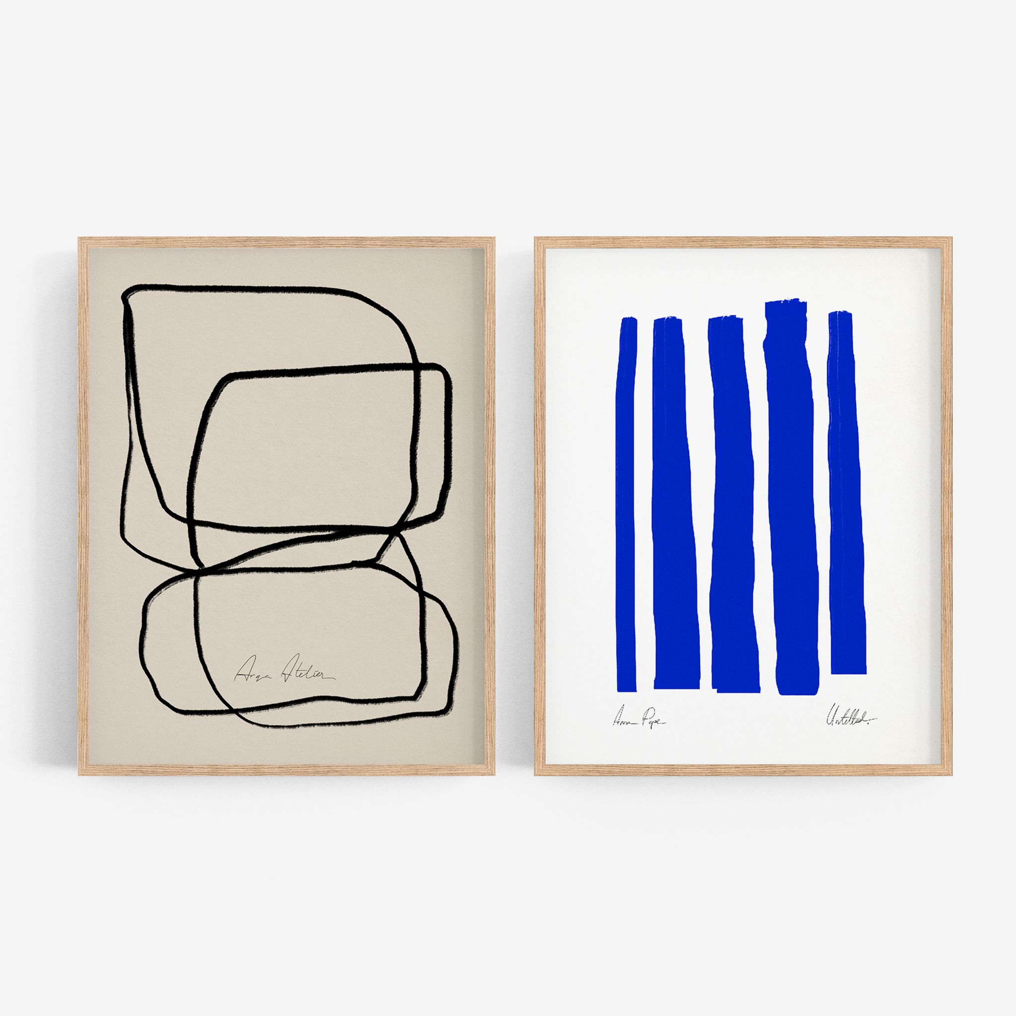 Pair of giclee prints, abstract wall art set of two, 50x70cm