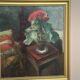 Original Swedish Oil on Panel - "Cineraria i Kruka" by Elna Jacobsson - Signed - Vintage and Framed - 48 × 43.5 cm (18.9" × 17.1")