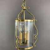 Suspension lanterne en laiton et verre xxe siècle