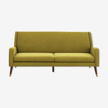 Olive green velvet sofa