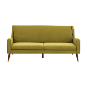 Olive green velvet sofa