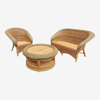 Vintage wicker lounge set, Netherlands 1970s