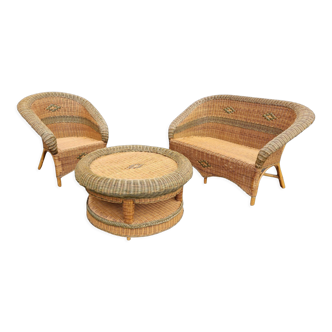 Vintage wicker lounge set, Netherlands 1970s