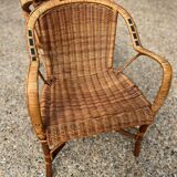 Pair of vintage rattan armchairs 1960
