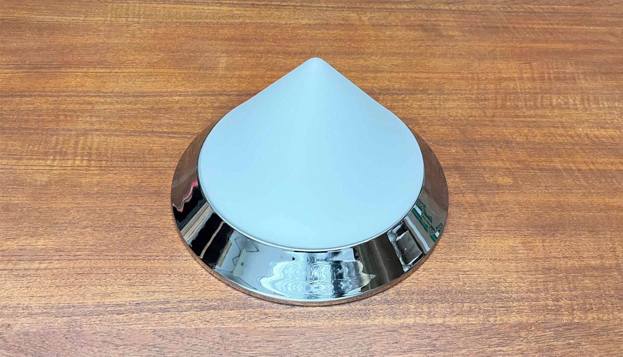 Vintage conical glass and chrome ceiling lamp, 1980s
