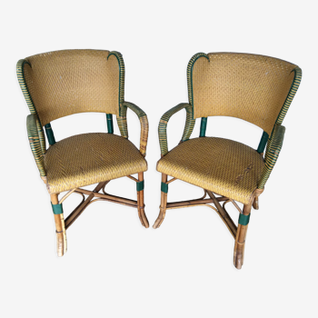 Pair of rattan armchairs