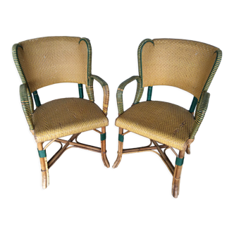 Pair of rattan armchairs