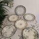Set of 6 dinner plates in Terre de fer earthenware, blue green color