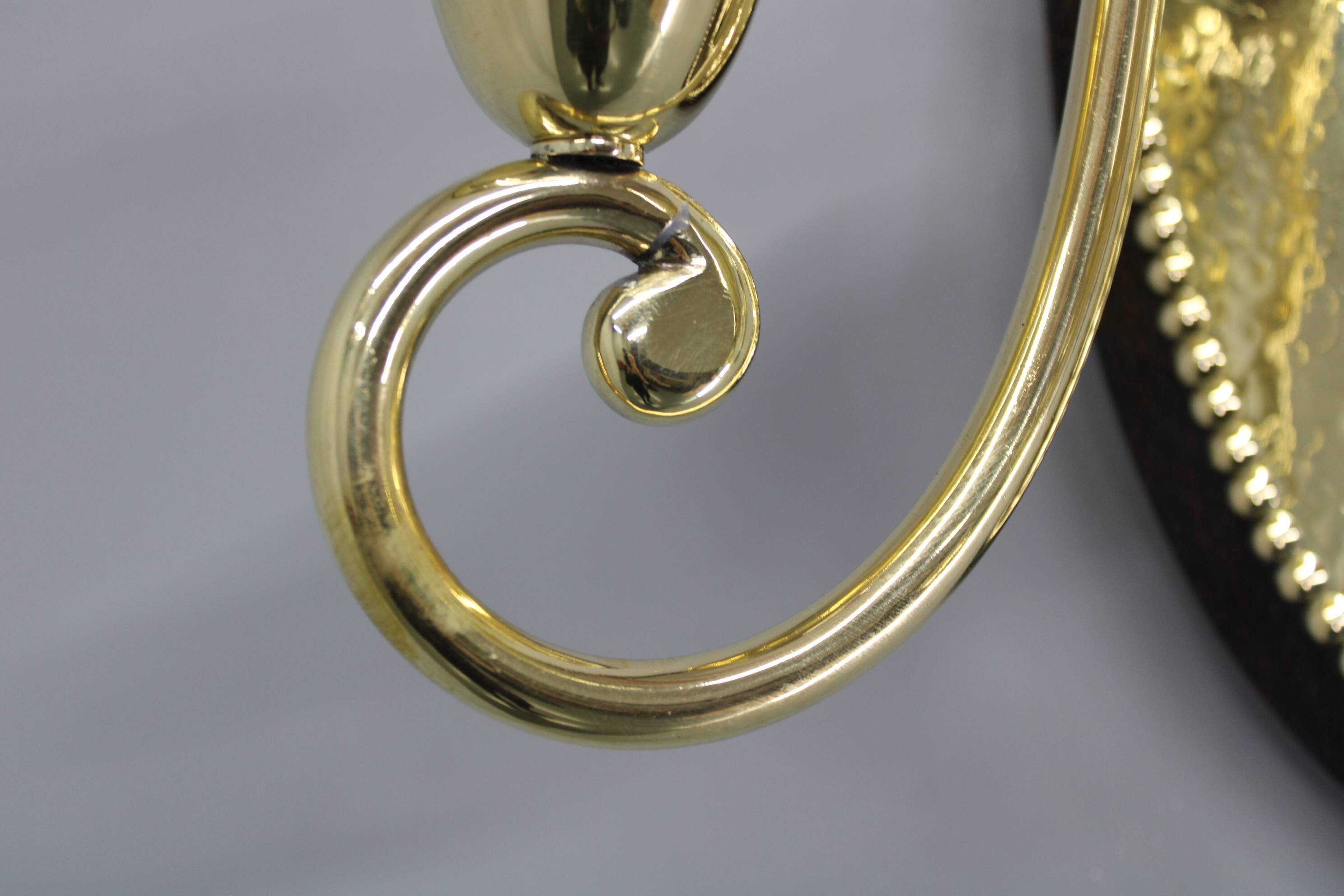 Art Nouveau brass wall sconces Hoffmann style, 1920s