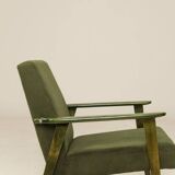 Scandinavian armchair deep olive green 1970s Boho style