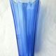 6 Art Deco champagne flutes blue glass cut from 10 flat ribs on peedouche