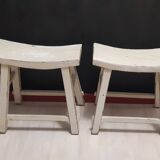 Set of 2 white Chinese stools