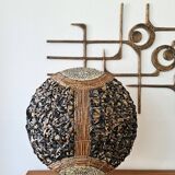 Vintage rattan table lamp 'Boho chiq' XL