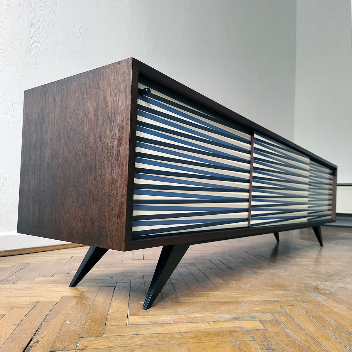 Vintage Scandinavian Modern Sideboard Hand-Painted Pattern, Denmark 1960s