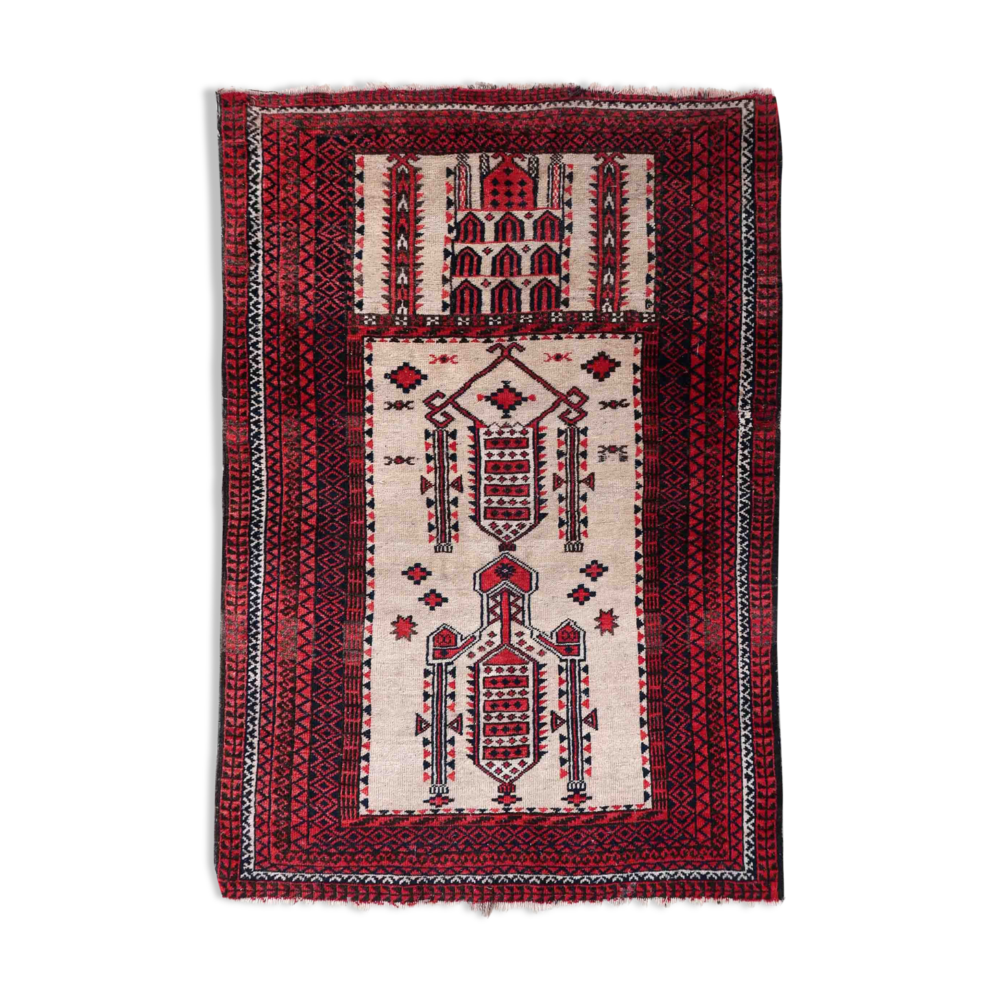 Vintage carpet Afghan Balucch rug 86cm x 129cm 1910s