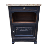 1940s walnut bedside on marble