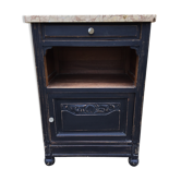 1940s walnut bedside on marble