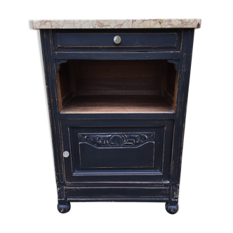 1940s walnut bedside on marble