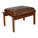 Ottoman tabouret teck et cuir scandinave vintage