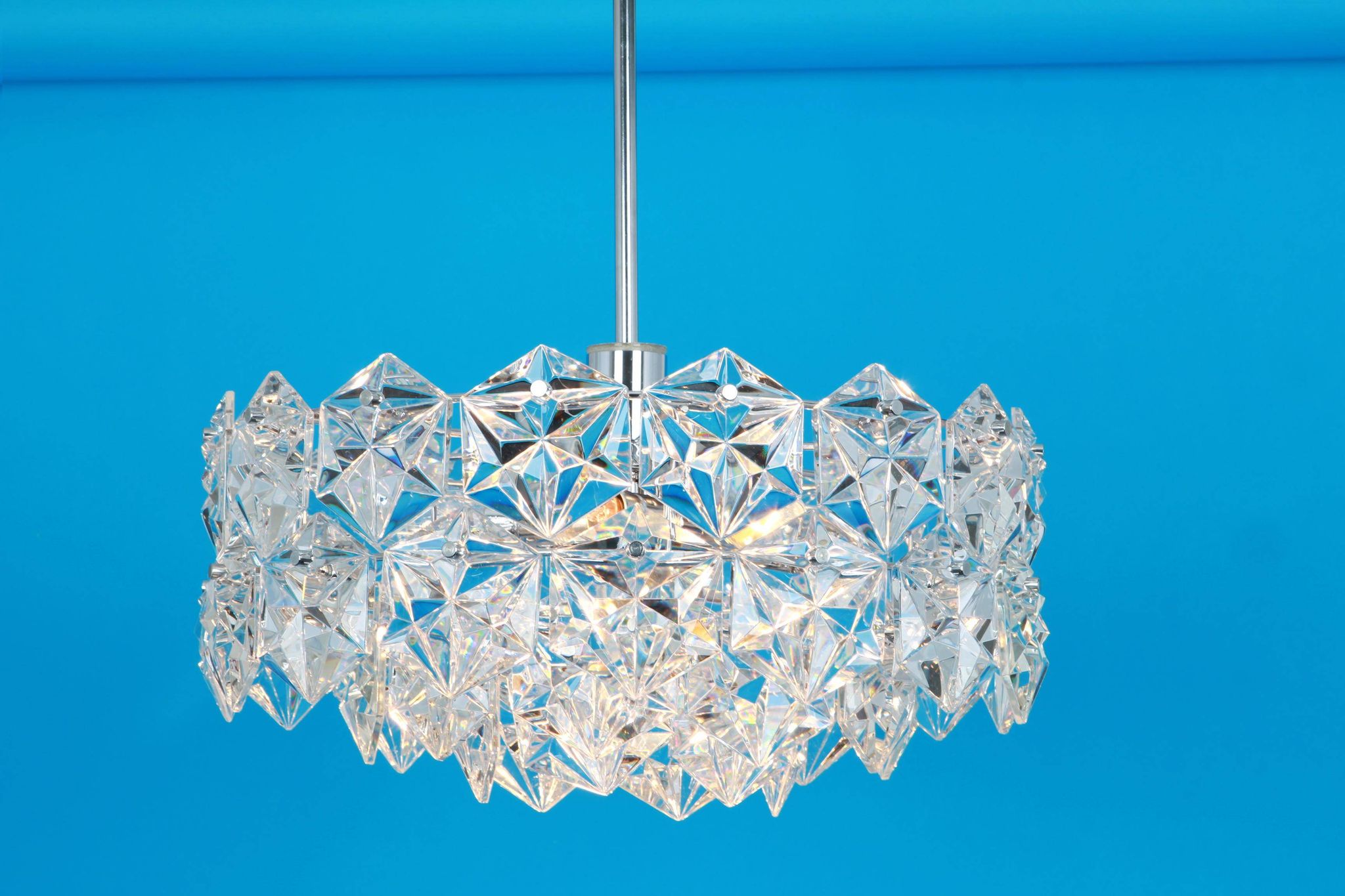 Kinkeldey suspension in chrome and crystal glass, Germany, 1970s.