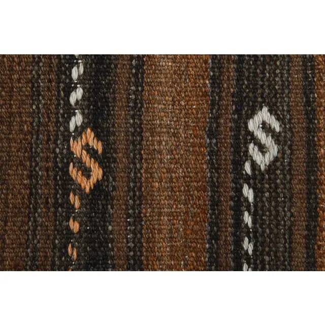 1970s vintage Turkish Oushak handmade wool cotton brown runner rug 170x317